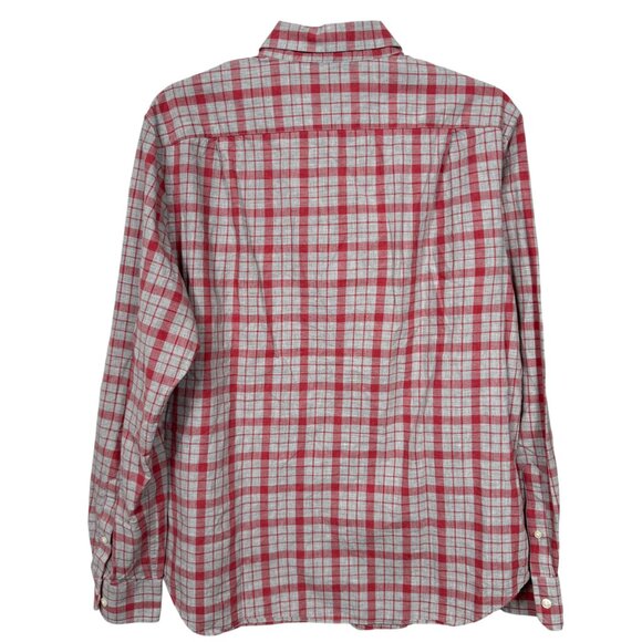 Nautica Button Down Shirt Mens Medium Red Gray Plaid Classic Fit Embroidered - Picture 2 of 9